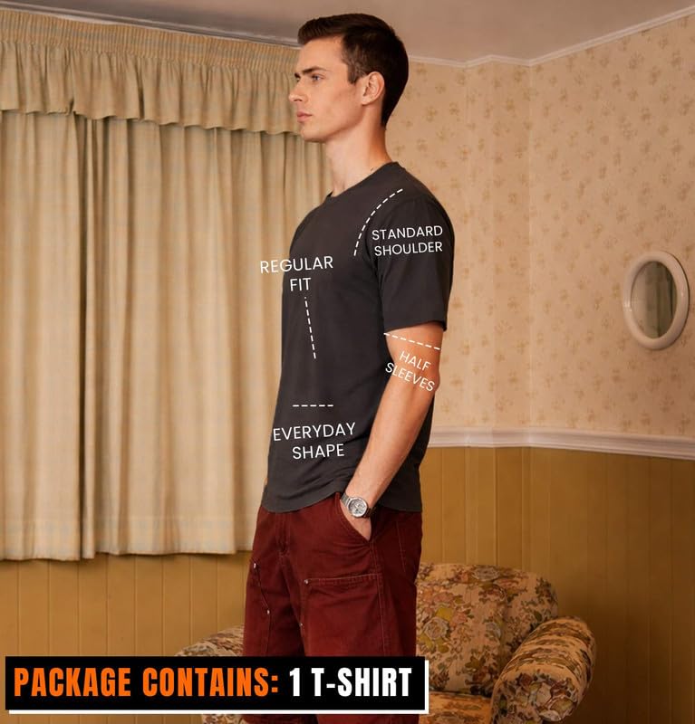 Image of Sleepynuts Men's Regular Fit Round Neck Half Sleeves Solid Casual Wear T-Shirt