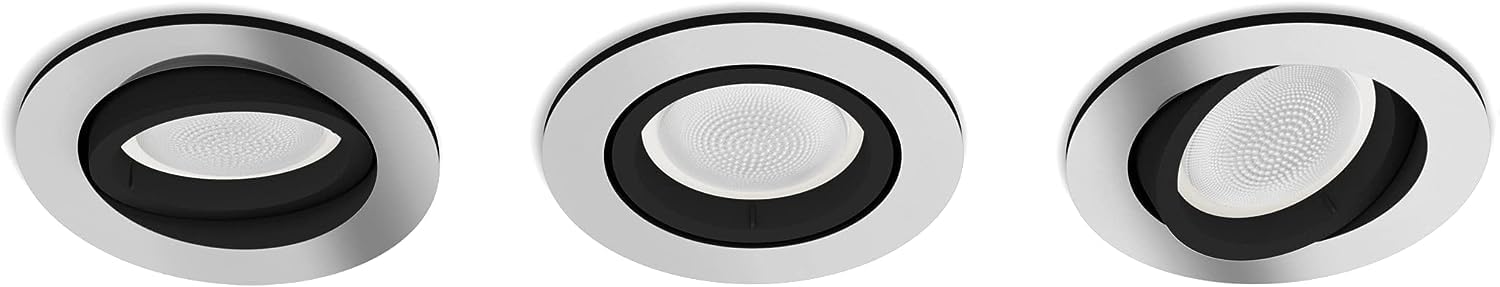Philips Hue White Ambiance Milliskin Einbauspots 3-er Pack (1.050 lm), dimmbare Deckenlampen für das Hue Lichtsystem mit allen Weißtönen, smarte Lichtsteuerung über Sprache und App, weiß