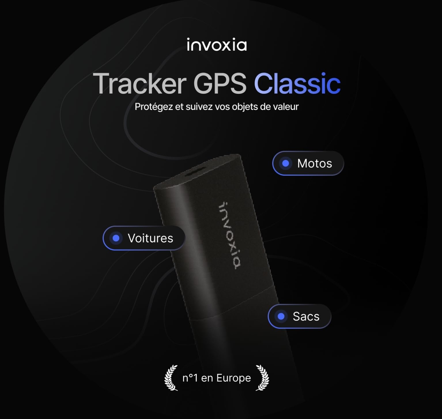 Invoxia Tracker GPS Classic Édition 2026 | Étanche, USB-C, précision GPS améliorée, abonnement 1 an inclus, alertes antivol
