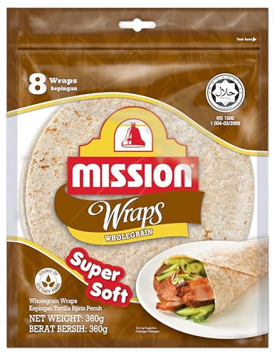 Mission Tortilla Wrap Wholegrain 20cm 360g 8 Wraps (packaging may vary)