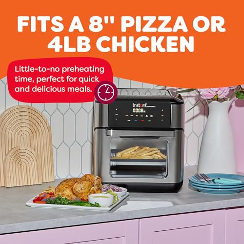 Image of Instant Pot 10QT Air Fryer, 7-in-1 Functions with EvenCrisp Technology that Crisps, Broils, Bakes, Roasts, Dehydrates, Reheats & Rotisseries, Includes over 100 In-App Recipes, Stainless Steel