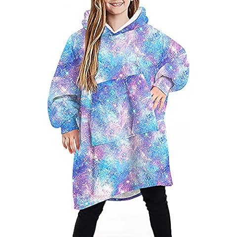 MoneRffi Kids Oversized Hoodie Blanket Sweatshirt for Teenagers, Children Wearable Blanket Super Soft Fluffy Sherpa Fleece Dressing Gown with Pocket for Boys Girls Aged 5-15 Cover