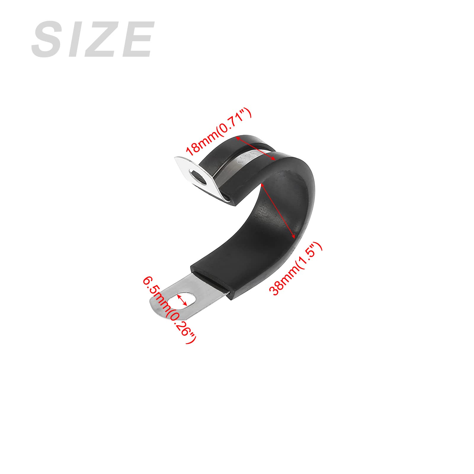 METALLIXITY R Shape Hose Clamps (38mm/1.50") 10Pcs, Rubber Clip - for Home Garden Tube Fastening - Image 2