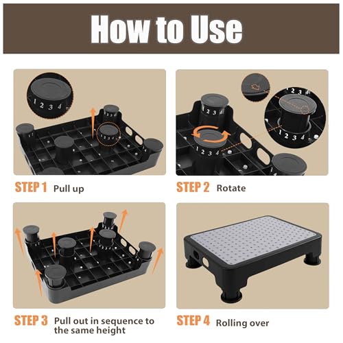 Image of CHIKILLA Adjustable Step Stool for High Beds and Cars, Heavy Duty Bed Step for Elderly, Non-Slip Mobility Platform for Bathtub, Kitchen, SUV, 4 Height Levels 3.4-5 inch Portable Stair Assist, Gray