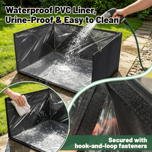 High Walls Dog Litter Box with Artificial Grass Waterproof PVC Liner | Dog Pee Pad Holder Foldable Indoor dogs potty tray for Puppies Small and Medium Dogs, 35.4*23.6*15.7 Inch - Image 5