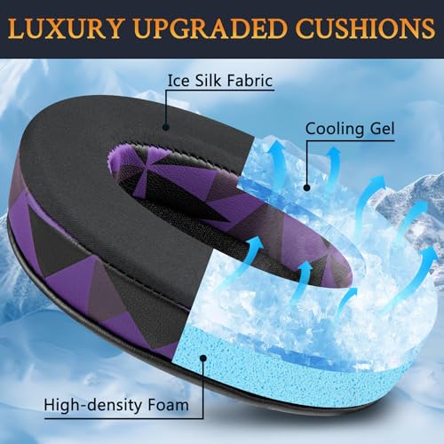Image of SOULWIT Cooling Gel Earpads Cushions for Audio-Technica ATH M50X /M40X, HyperX Cloud /Alpha, SteelSeries Arctis, Ear Pads for Sony MDR-1ABT /1RBT /1RNC /7506, Turtle Beach Stealth 420X /600 - Purple Black