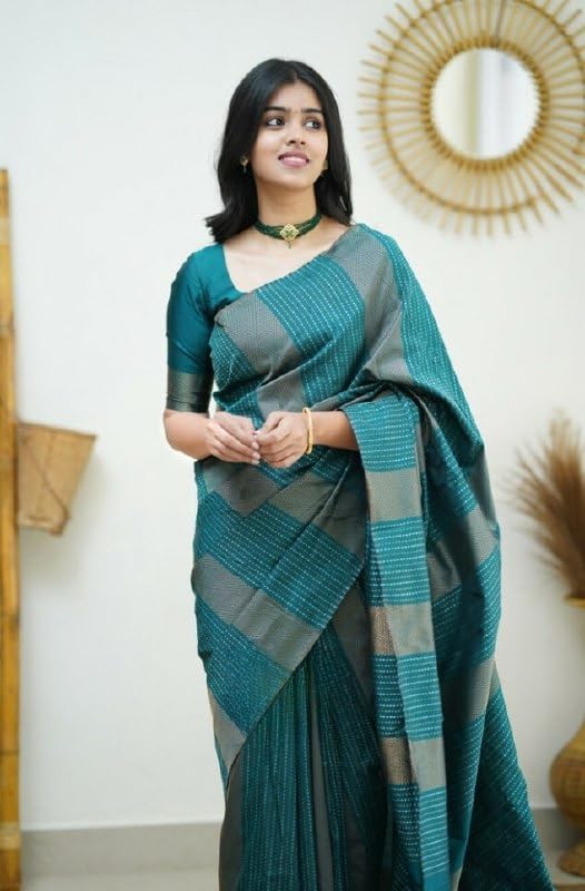 Image of Flosive Women's Kanjivaram Pure Zari Woven Soft Silk Saree With Blouse Piece (Mix Color)