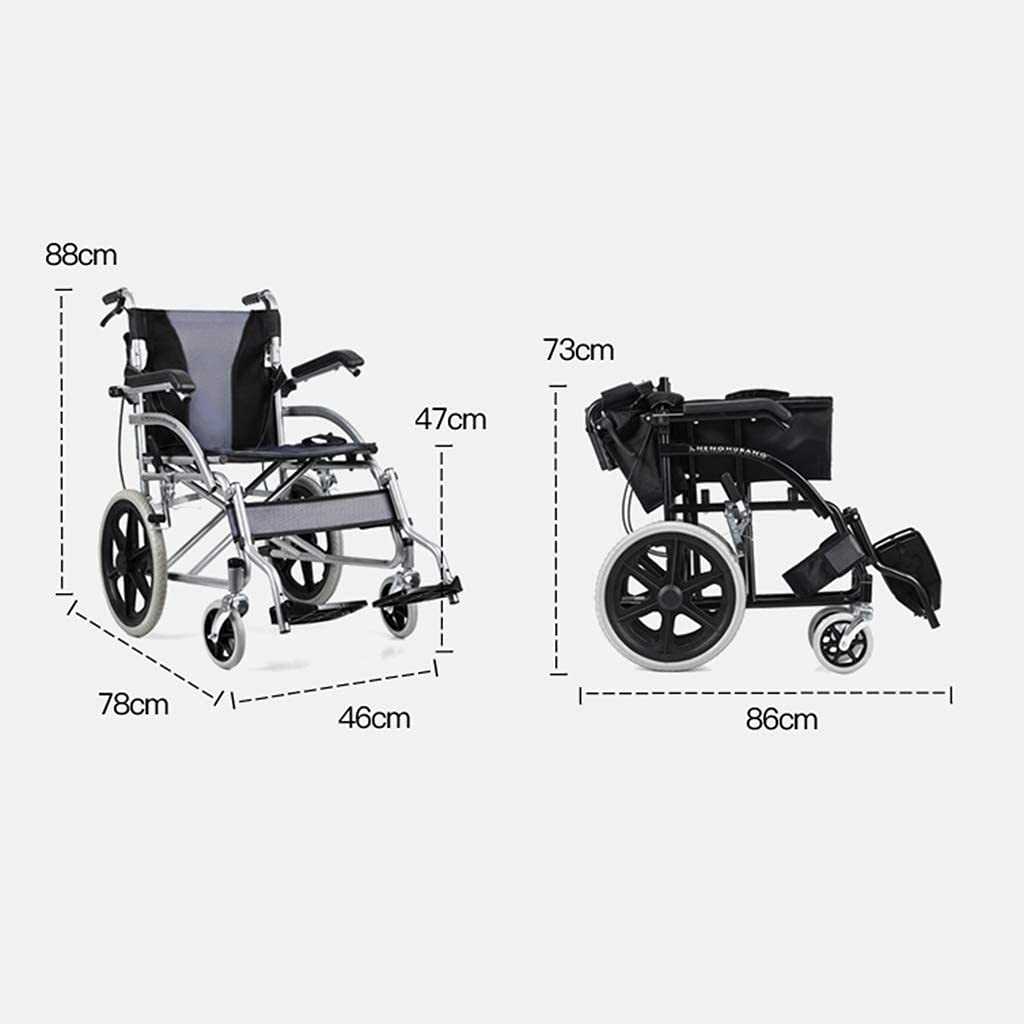 Sillas de Ruedas Plegables Ligeras Plegables con 4 Frenos reposabrazos abatibles a Prueba de pinchazos Silla de Viaje de tránsito portátil propulsada