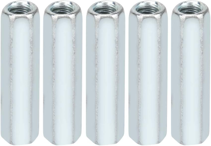 M6 Zinc Plated Female Thread Straight Fitting Nut - 5pcs