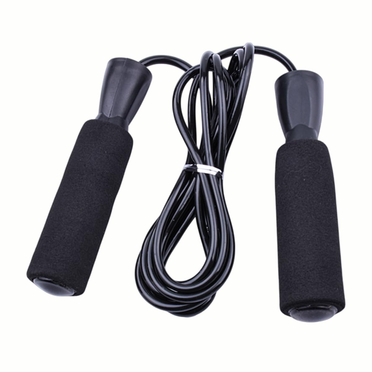 Adjustable PVC Rope Memory Foam Handle Skipping Rope Ideal for Aerobic Exercise Fat Loss Jumping Workout Training Womens Exercise Ladies Home Gym Boxing (Black)