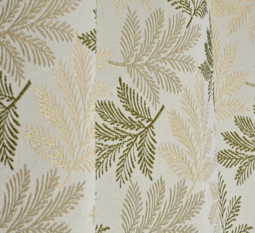 Image of HOME UTSAV Premium Jute Curtains for Long Door 8 feet Leaf Pattern Room Darkening Curtain | Pack of 1 | Jacquard Fabric | Olive
