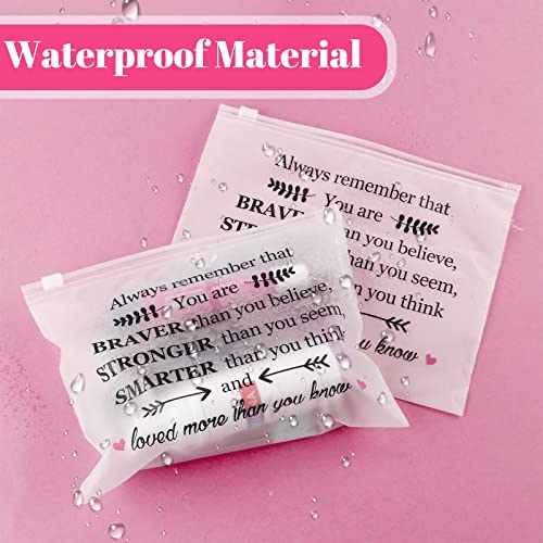 100 Pcs Inspirational Gifts for Girls Women Travel Cheer Makeup Bag Bulk Loved Quotes Cosmetic Bags with Zipper Thank You Encouragement Birthday Gift Bag for Nurse Teacher Friend (You Are Braver)4