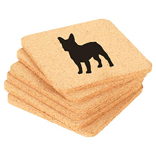 Set of 6 Cork Drink Coasters French Bulldog (Square)