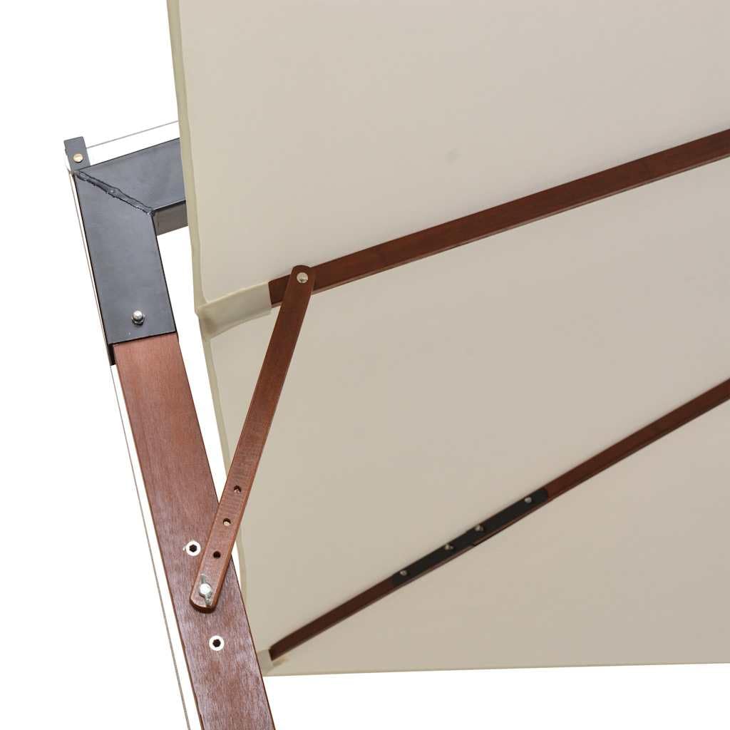 Ombrellone da giardino, 300 x 300 cm, struttura in legno, colore bianco, resistente ai raggi UV, con manovella, protezione dal vento, ombreggiatura, balcone, spiaggia, campeggio