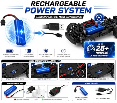 Image of Remote Control Sports Car & Off-Road SUV Toy for Kids, High Speed RC Racing with Wireless Remote, Realistic Lights & Premium Design Gift for Boys Girls (8-Black-Racing CAR)