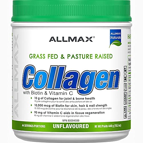 ALLMAX Collagen (with Biotin + Vitamin C) – Grass Fed & Pasture Raised – 440 Gram – 44 Servings