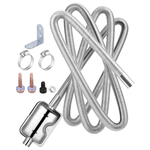 Fentar Tubo de Escape del Calentador Diesel, 200CM Tubo de Escape de Acero Inoxidable, Flexibilidad Tubo de Escape del Coche, Anticorrosión Escape del Calentador Diésel Clip Manguera con Silenciador