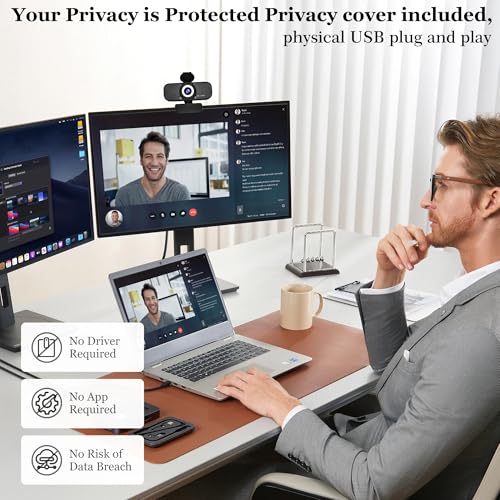 Image of 1080P Full HD Webcam with Built-in Microphone and Rotatable Tripod, Privacy Cover, for Desktop PC or Laptop Computer-Style1