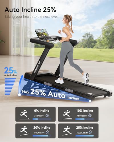 Image of Renestar Treadmills for Home, Treadmill with Auto Incline, Folding Treadmills for Running Walking, 300LBS Weight Capacity, Max Speed 10MPH, Bluetooth Speaker, Pulse Monitor