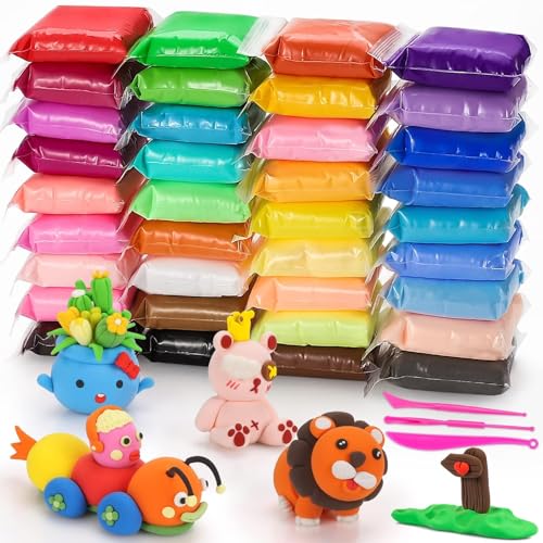 Wenrescry Pâte à modeler, Argile autodurcissante – 36 couleurs d'argile pour enfants, cadeau...