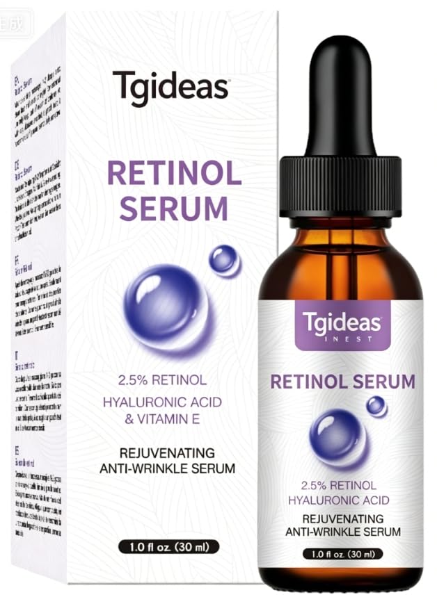 Tgideas Retinol Serum 2.5% – Anti-Age Face Serum with Hyaluronic Acid & VE