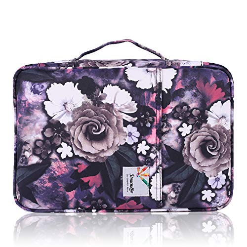 Image of Colored Pencil Case Slot Holds 220 Pencils or 144 Gel Pens with Zipper Closure Large Capacity Nylon Pen Organizer for Artist Gray Rose