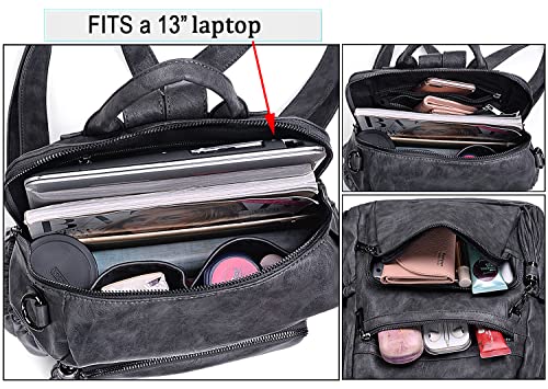Image of UTO Women Backpack Purse Leather Vegan Ladies Fashion Designer Rucksack Convertible Travel Shoulder Bag with Tassel