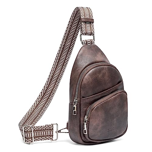 Image of CLUCI Sling Bag for Women, Vegan Leather Fanny Pack Crossbody Bags for Women, Chest Bag With Guitar Strap