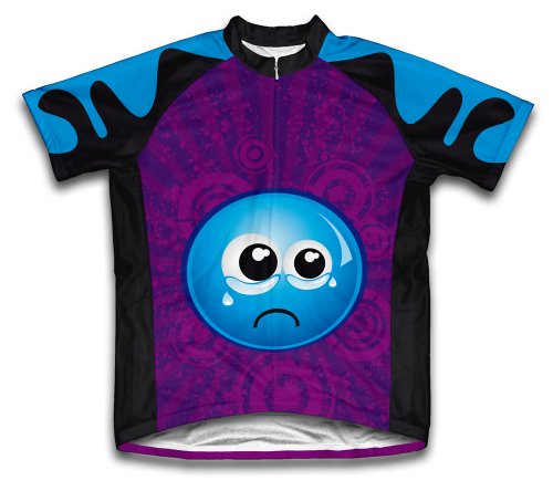ScudoPro Crying Eyes Short Sleeve Cycling Jersey for Youth - Size XS Blue