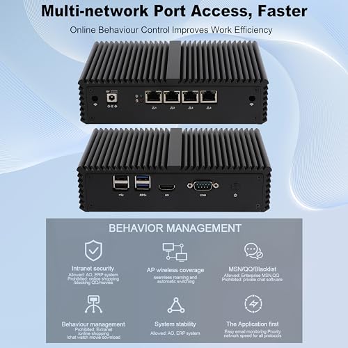 Image of Mini PC Firewall K4210YL with Core i5-4210Y (4Gb Ddr3 Ram 128Gb SSD) Fanless PC, 4 Intel Gigabit LAN, 1*COM RS232, AES-NI, Used as a Router /Firewall /Proxy /Home Office Computer