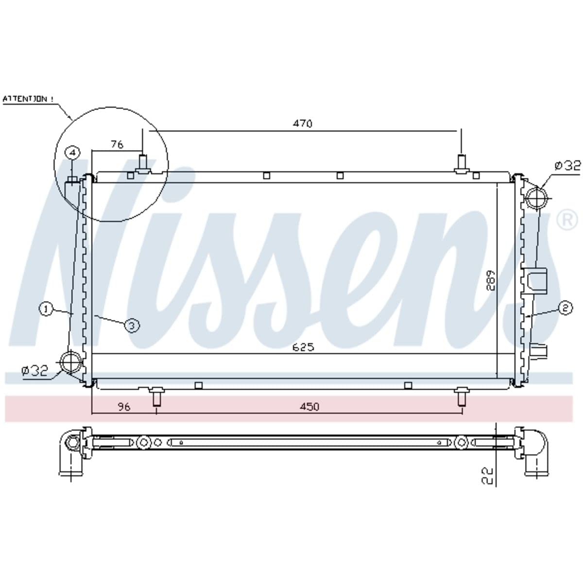 NISSENS Radiatore, Raffreddamento motore 62785A