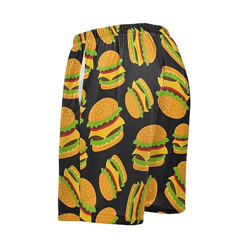 Pigsaly Pajama Shorts Cute Hamburger Men's Pajama Bottoms Fast Food Tomato Sleep Pajama Drawstring Shorts XL4