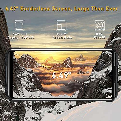 OUKITEL WP8 Pro (2020) Rugged Smartphone, 6.49” Display, 4GB 64GB Dual SIM IP68 Waterproof Unlocked Cell Phones, 16MP Triple Camera Android 10, 5000mAh Battery Face/Fingerprint ID, GPS NFC, Black