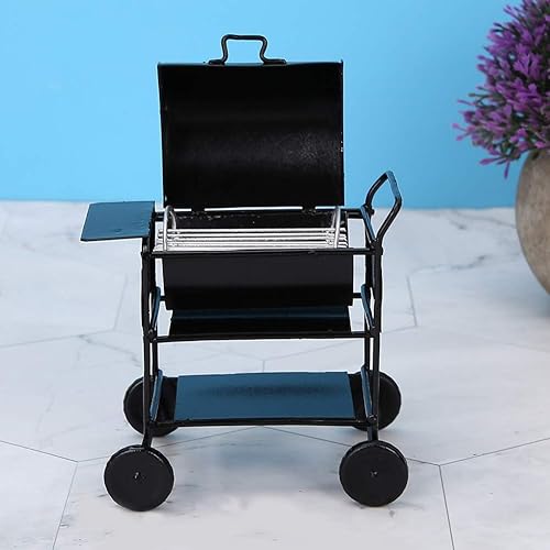 Miniatura 6 de Mini parrilla de casa de muñecas, parrilla de barbacoa en miniatura, modelo de hierro, herramienta de cocina de casa de muñecas 1:12, adorno de