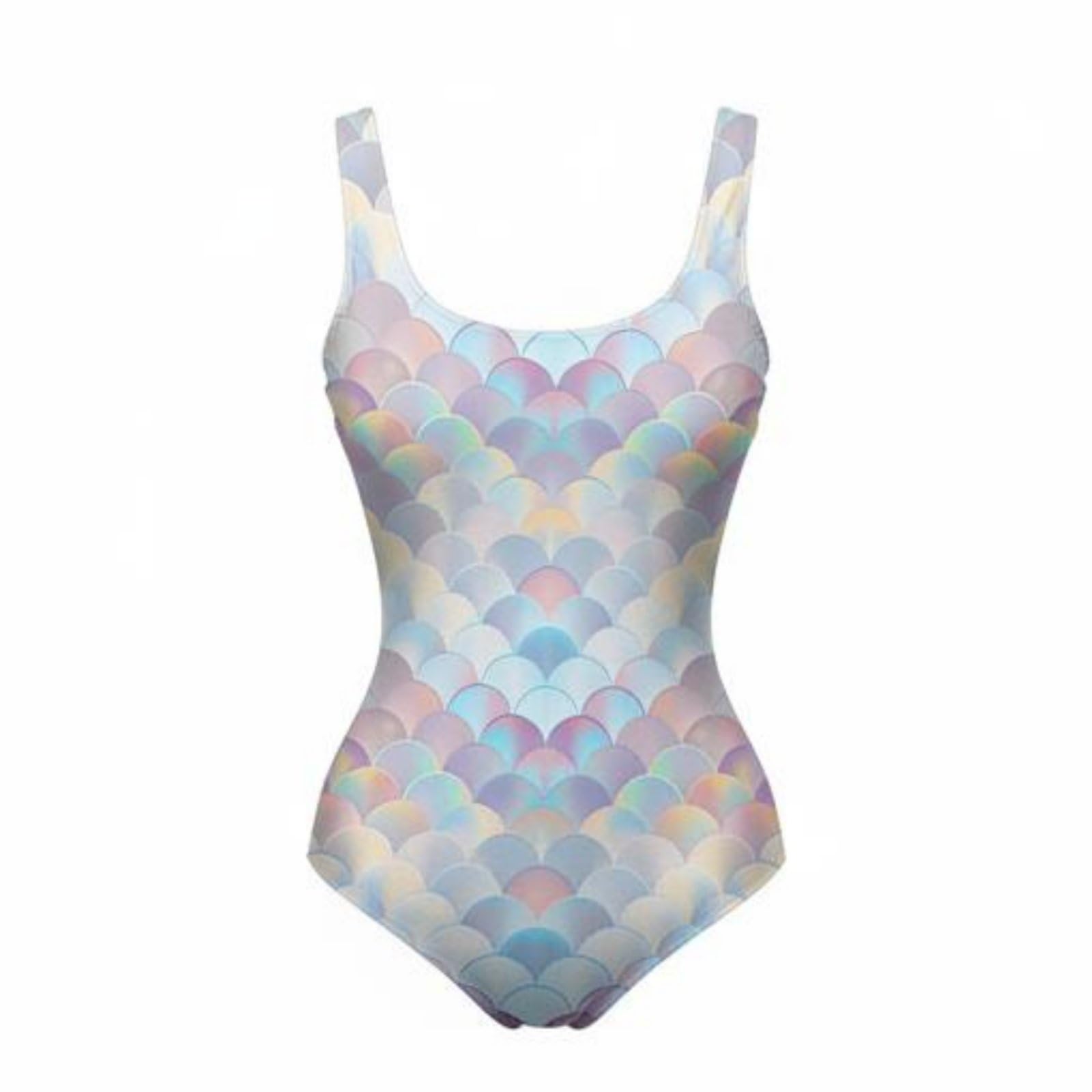 enakshi (label) Enakshi Close-Fitting Rainbow Single-Piece Swimsuit Colorful Aquatic Scale Print Swimsuit Stretchy U-Neck Bathing Suit Quick-Dry for Women, Beach, Swimming Pool, Xl, Xg202-1002-picture-47
