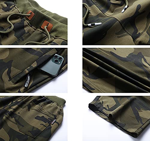 Qpngrp Mens Shorts Casual Drawstring Zipper Pockets Elastic Waist Camouflage Army 36 thumb #2