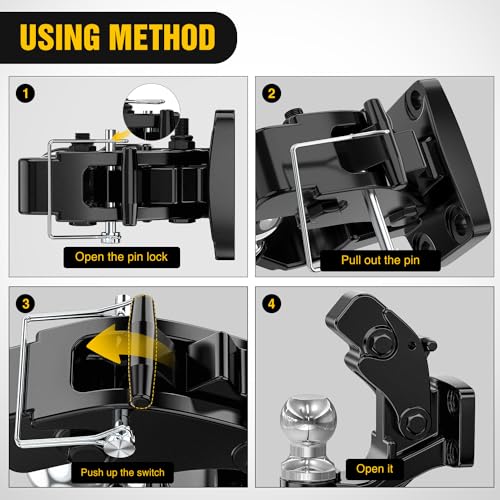 Image of Nilight Pintle Hook Trailer Hitches Receiver Hook Combination 2-5 /16 inch Hitch Ball with Mounting Kit, 14000LBS Black Bolt On Adjustable Powder-Coated
