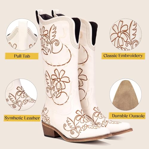Image of Cowboy Boots for Women, Pointed Toe Chunky Heel | All-day walking comfort design, versatile for daily outfits, country music festivals and western style occasions