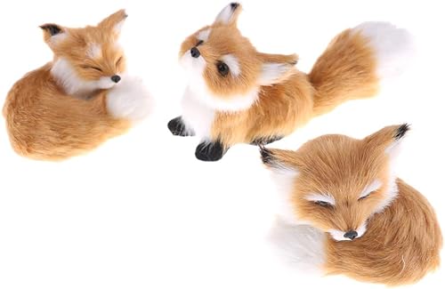 Miniatura 8 de GUDVES Piel de juguete de zorro marrón de simulación, modelo de zorro en cuclillas, decoración del hogar, animales del mundo con figuras de acción