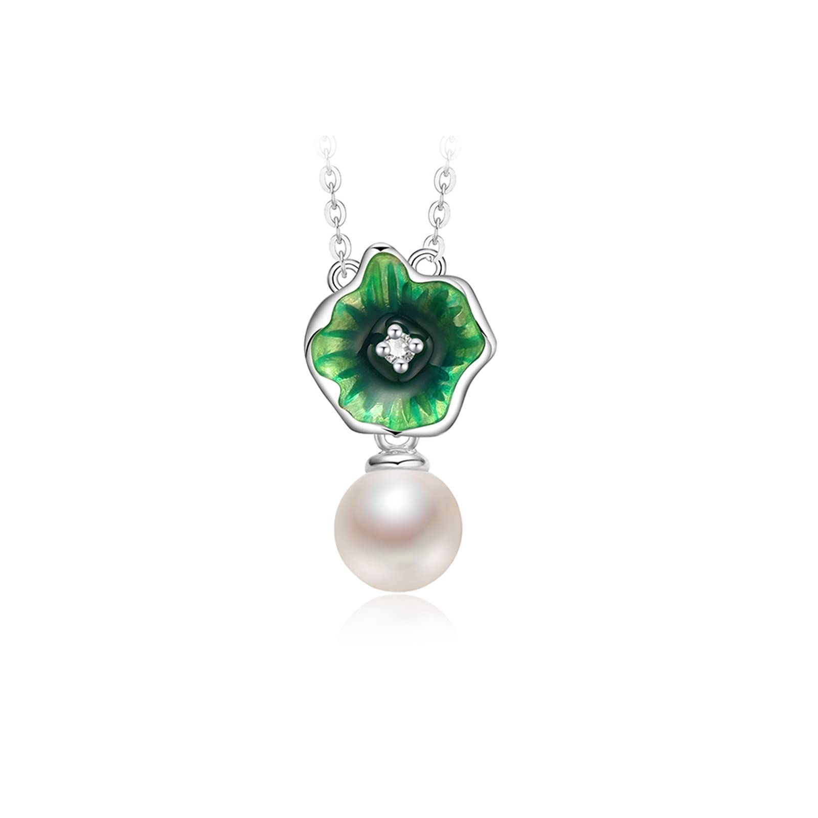 WZGWDC collane 925 Perle d'Acqua Dolce Catena Pendente 6-7mm Bianco Rotondo Femminile Tutto-fiammifero Regalo Gioielli ciondoli da Donna