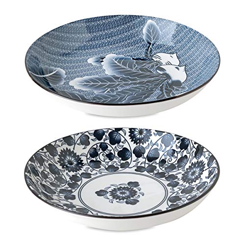 Japanese Style Ceramic Assorted Designs Traditional Blue And White Pattern Dinnerware Set (6Pack Blue White Plate 7") #TOP7