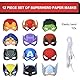 TOPWAYS Superhero Maske 12 Stück Cartoon Masken Party Packs Gefüllte Kinder Cartoon Dekoration Kinder Jungen Mädchen Helden Kostüm Anziehen Rollenspiel Geburtstag Party Halloween Anziehen