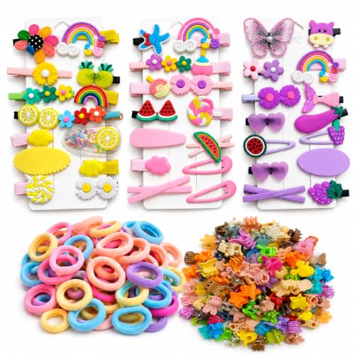 Image of 124 Pcs Hair Accessories for Kids Girls | Cute Baby Hair Clips, Theme Hair Clips & Mini Claw Clips Combo | Hair Accessories for Baby Girl | Kids Hair Clips Set | Mixed Designs