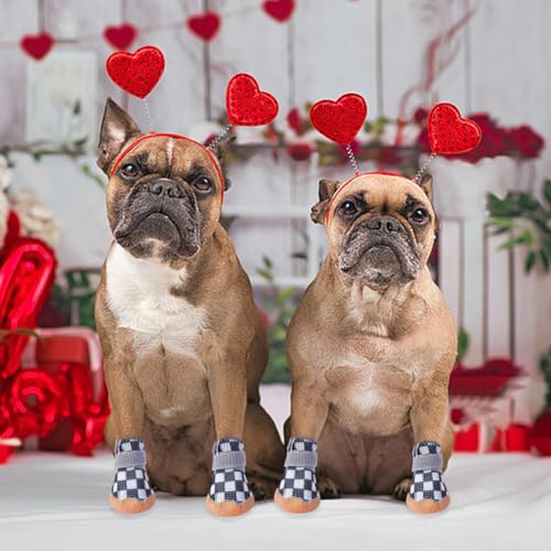 4 Stück Hundeschuhe Pfotenschutz für Kleine Hunde, Sommer Atmungsaktive Hundestiefel mit Anti-Rutsch Gummisohle, Hundeschuhe Pfotenschutz für heiße Straßen Spazierengehen Outdoor (Schwarz, S)