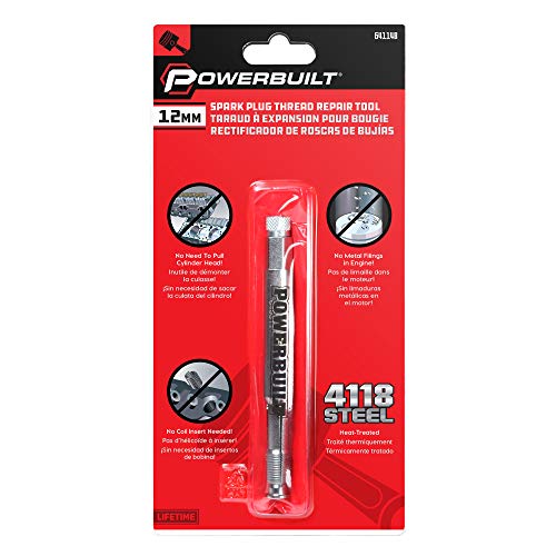 Image of Powerbuilt 12mm Back Tap Spark Plug Thread Repair Tool, Straightening Tool, Motorcycle Spark Plugs, Repairs Damaged Threads, Collapsible Design - 641148