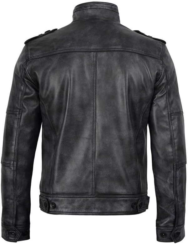 Decrum Real Mens Leather Jacket – Cafe Racer Style Casual Leather Jackets For Men - Image 4