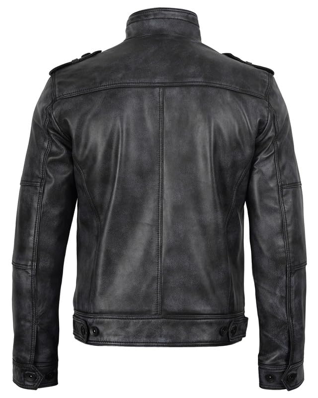 Image of Decrum Real Mens Leather Jacket - Cafe Racer Style Casual Leather Jackets For Men