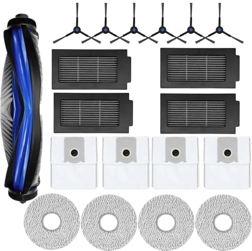 ECOVACS 消耗品 19枚入り DEEBOT T50 Pro Omni / T50 Max Pro Omni / T50 Omni 掃除機 交換用 消耗品セット 交換用アクセサリー 交換用紙パック×4、メインブラシ×1、モップパット×4、フィルター×4、サイドブラシ×6