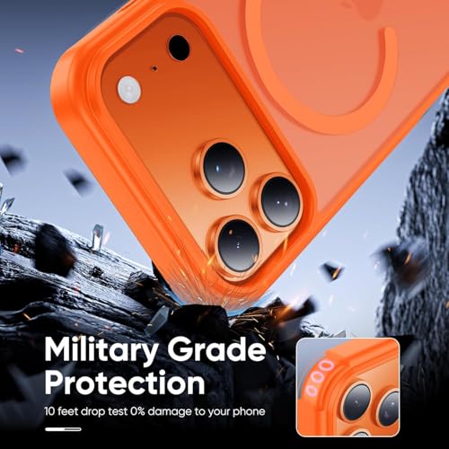 Image of Elzzi Magnetic for iPhone 17 Pro Max Case (Compatible with MagSafe) Slim Translucent Matte Shockproof with Anti-Fingerprint Phone Case, Cosmic Orange