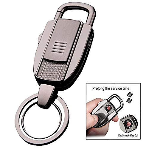 Preisvergleich Produktbild iwobi Elektronisches Feuerzeug Schlüsselanhänger, USB Feuerzeug Windfeste, Zigarettenanzünder mit Schlüsselanhänger